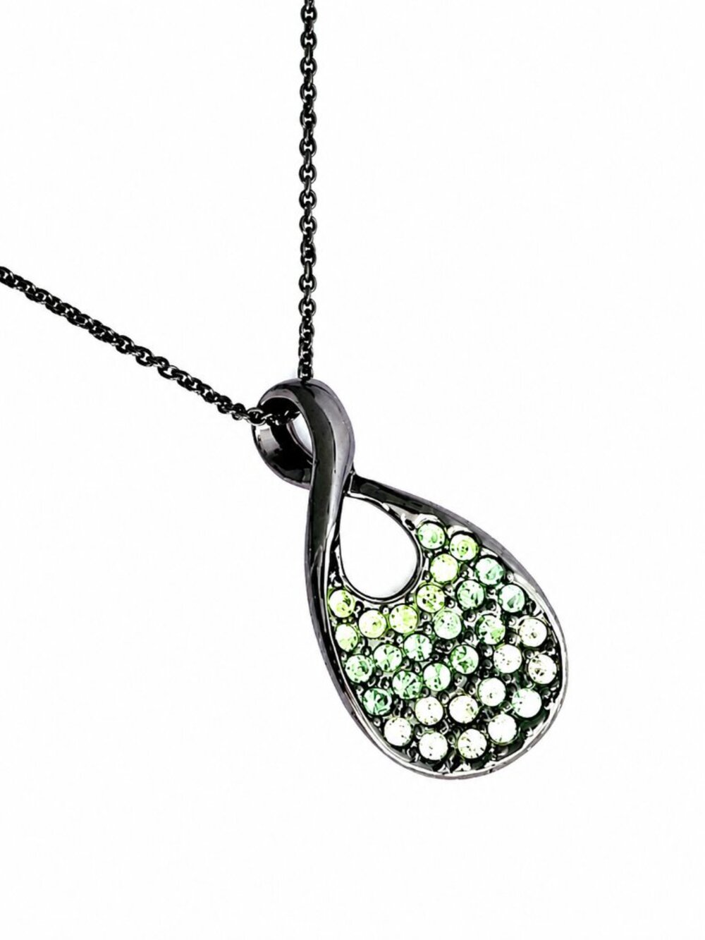 Lia Sophia Day Glow Necklace Ombre Green Lime Pave Crystal Hematite Gunmetal NWT